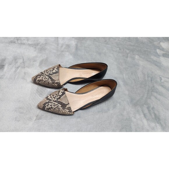 Madewell Lydia Flats Women 6.5 Embossed Leather Pointy Flats - Picture 3 of 8